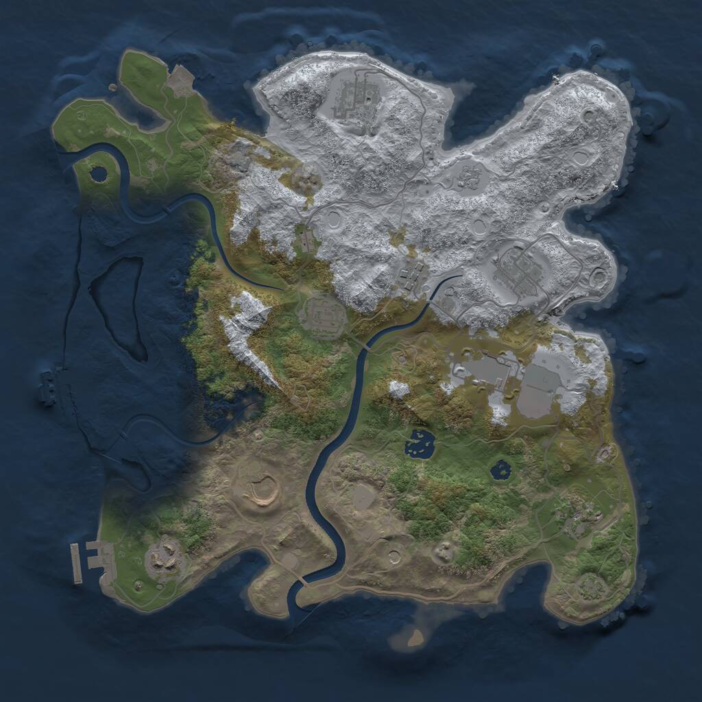 Rust Map: Procedural Map, Size: 3500, Seed: 501189911, 15 Monuments