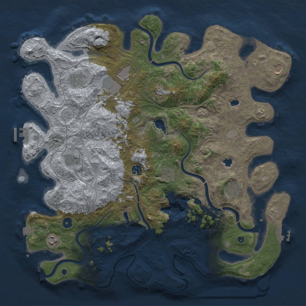 Rust Map: Procedural Map, Size: 4500, Seed: 51588, 16 Monuments