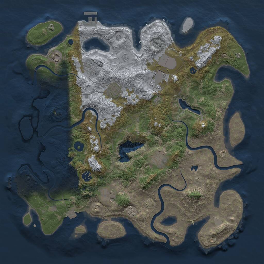 Rust Map: Procedural Map, Size: 4000, Seed: 37246, 14 Monuments