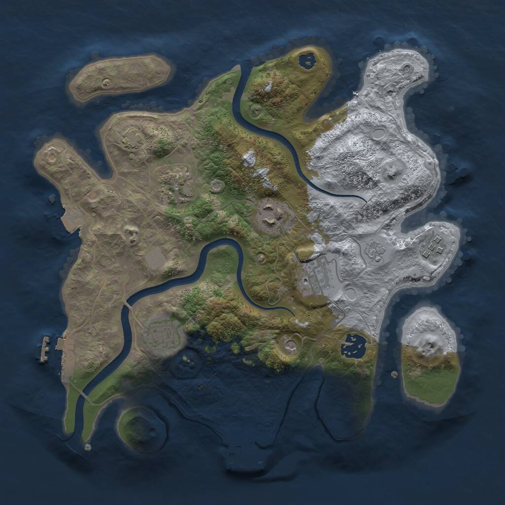 Rust Map: Procedural Map, Size: 3000, Seed: 741876936, 12 Monuments