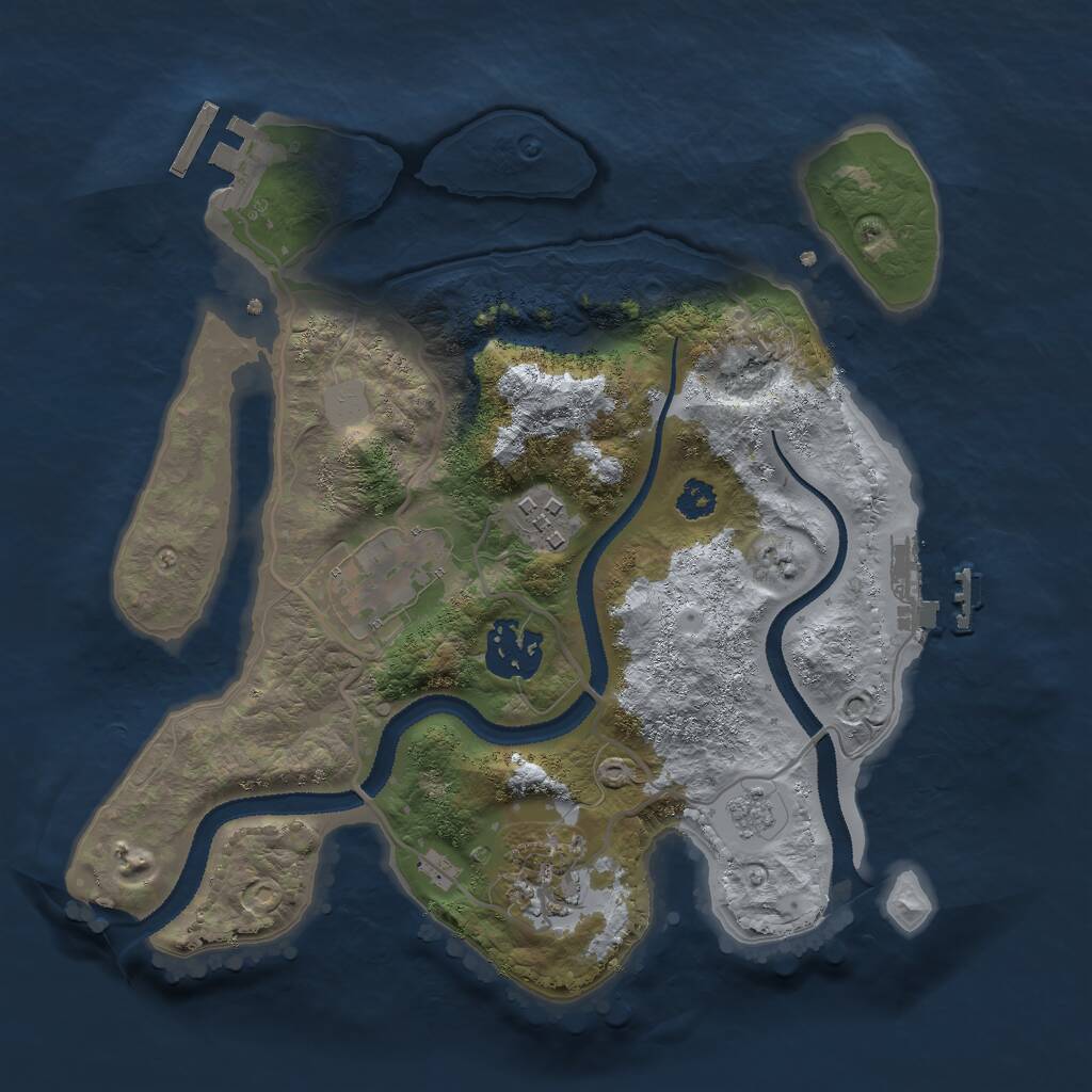Rust Map: Procedural Map, Size: 2750, Seed: 1689501616, 8 Monuments