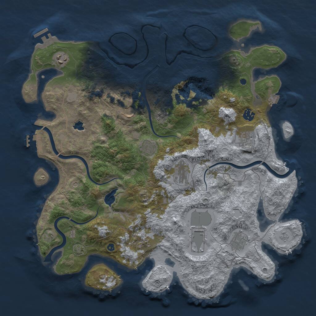 Rust Map: Procedural Map, Size: 4100, Seed: 27121, 16 Monuments