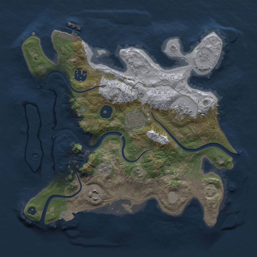 Rust Map: Procedural Map, Size: 3000, Seed: 35789, 10 Monuments
