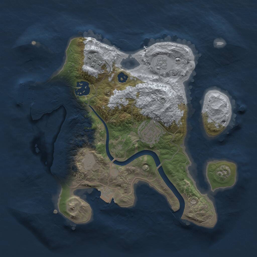 Rust Map: Procedural Map, Size: 2500, Seed: 148865329, 6 Monuments