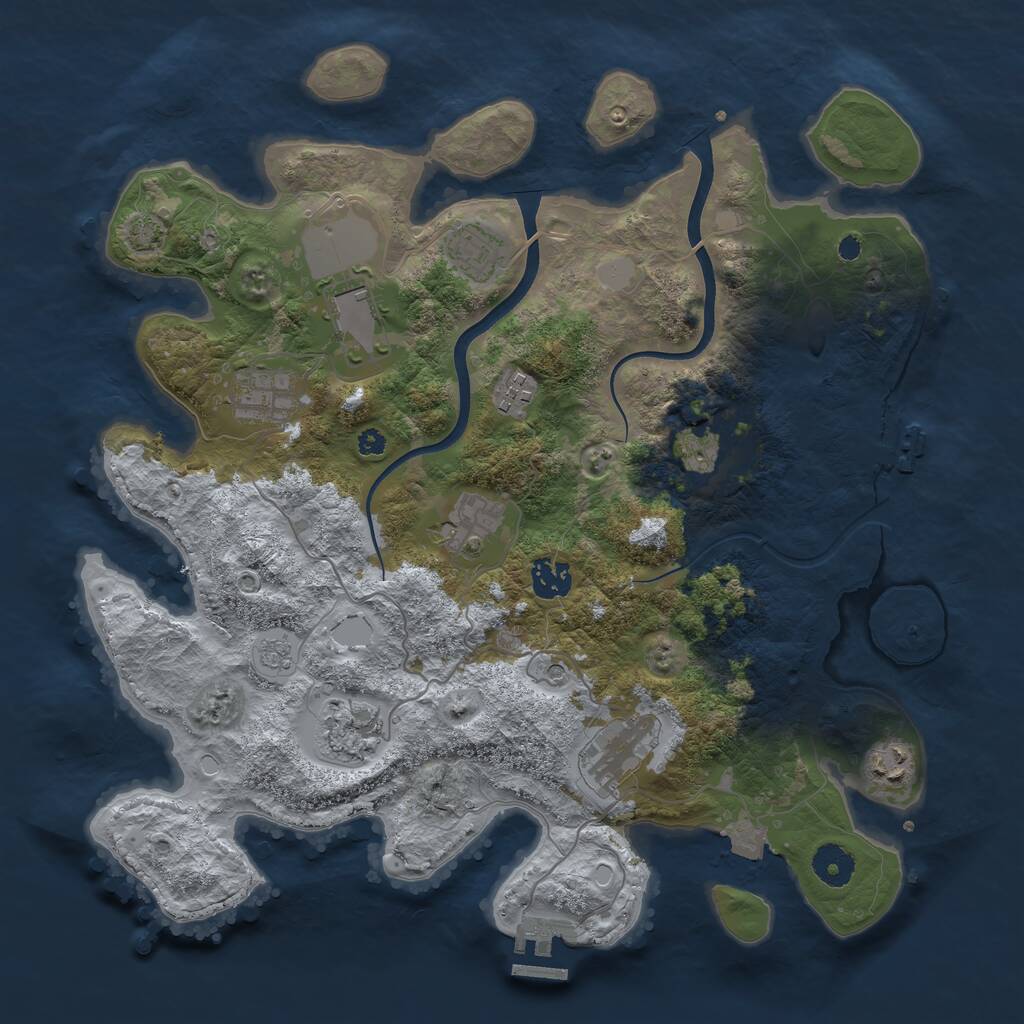 Rust Map: Procedural Map, Size: 3700, Seed: 1339136222, 16 Monuments