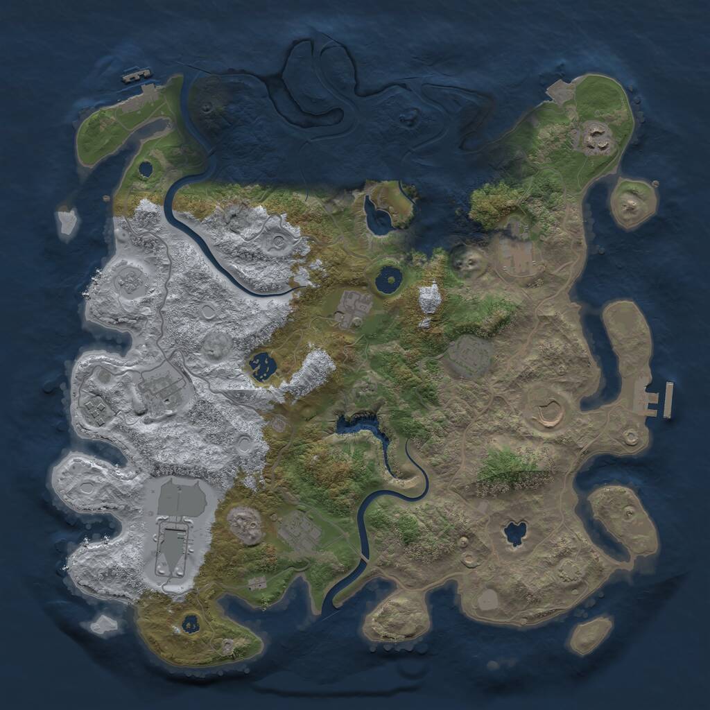 Rust Map: Procedural Map, Size: 4000, Seed: 121299, 16 Monuments