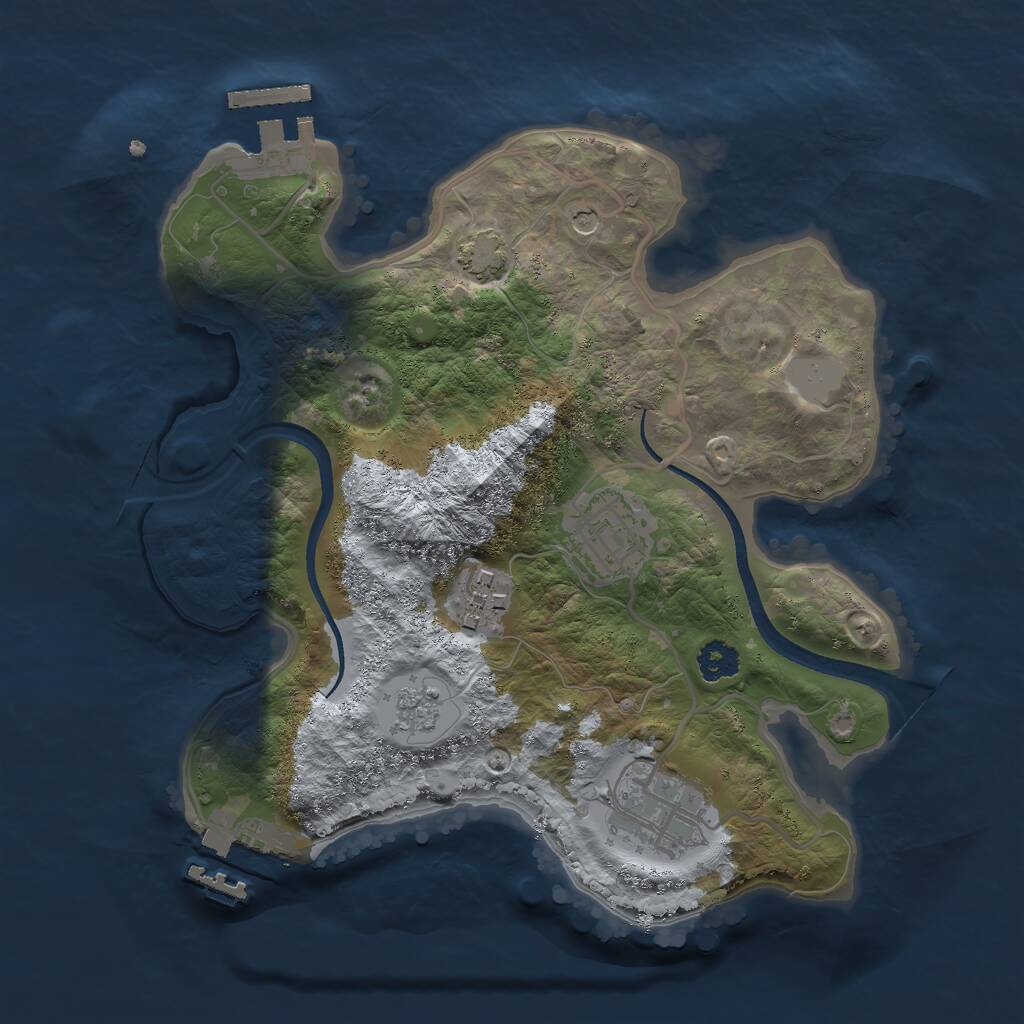 Rust Map: Procedural Map, Size: 2500, Seed: 13636463, 9 Monuments