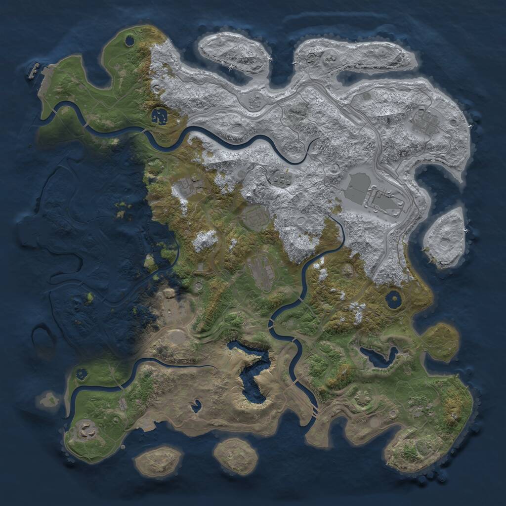 Rust Map: Procedural Map, Size: 4500, Seed: 1738014333, 16 Monuments