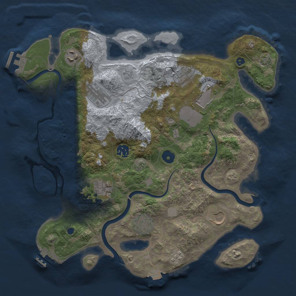 Rust Map: Procedural Map, Size: 3500, Seed: 1384604290, 15 Monuments