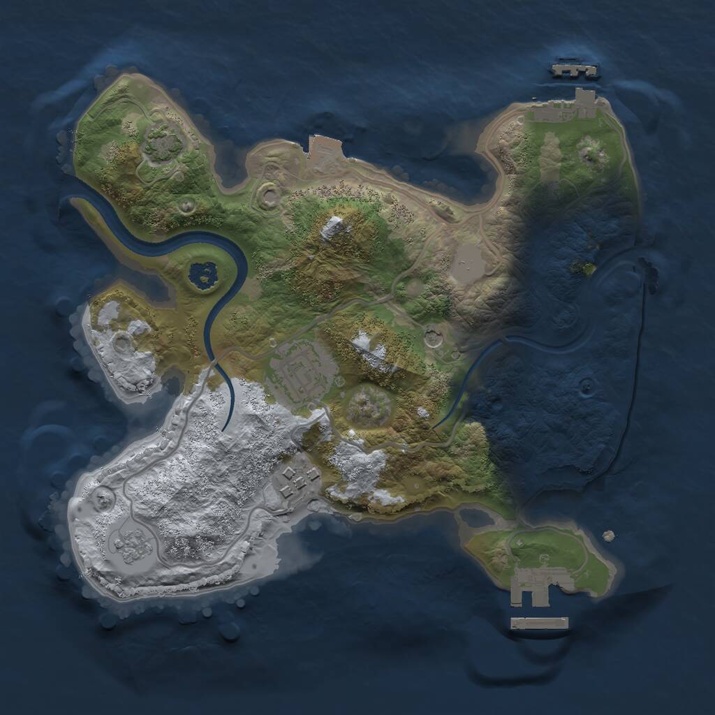 Rust Map: Procedural Map, Size: 2500, Seed: 923129274, 8 Monuments