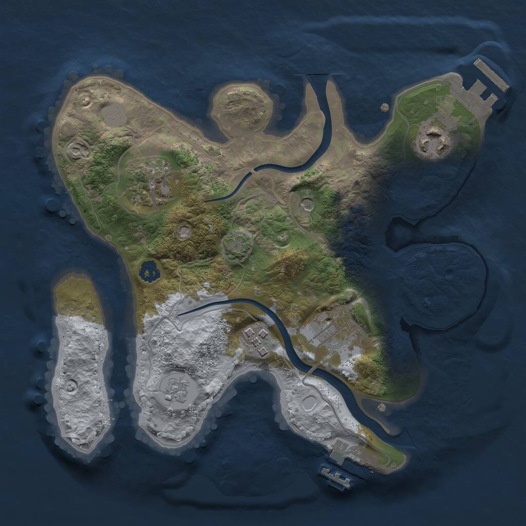 Rust Map: Procedural Map, Size: 2500, Seed: 2142955104, 10 Monuments