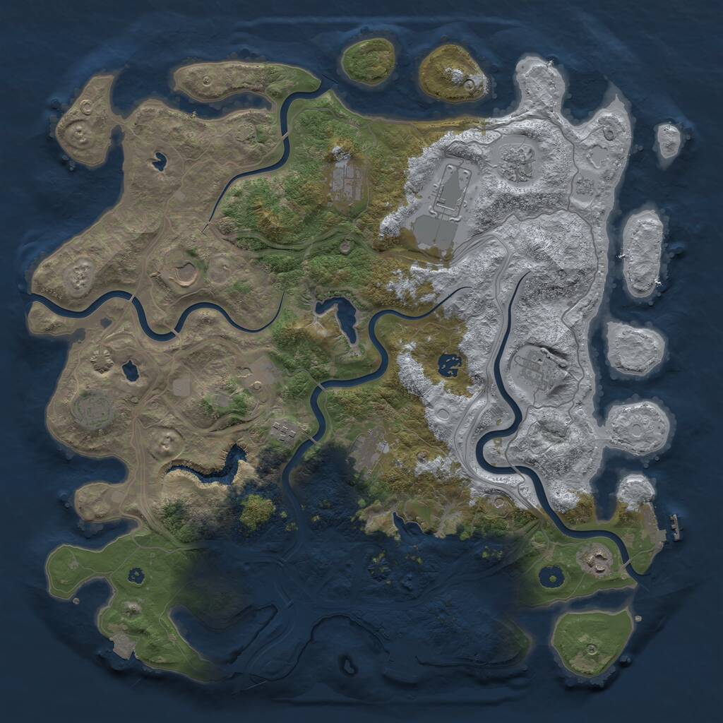 Rust Map: Procedural Map, Size: 4500, Seed: 2093481005, 17 Monuments