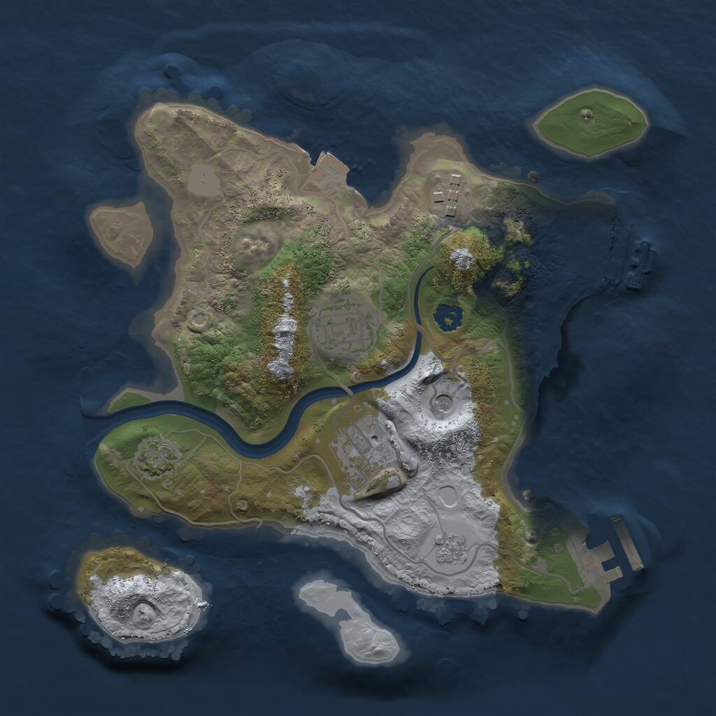 Rust Map: Procedural Map, Size: 2500, Seed: 1785448394, 9 Monuments
