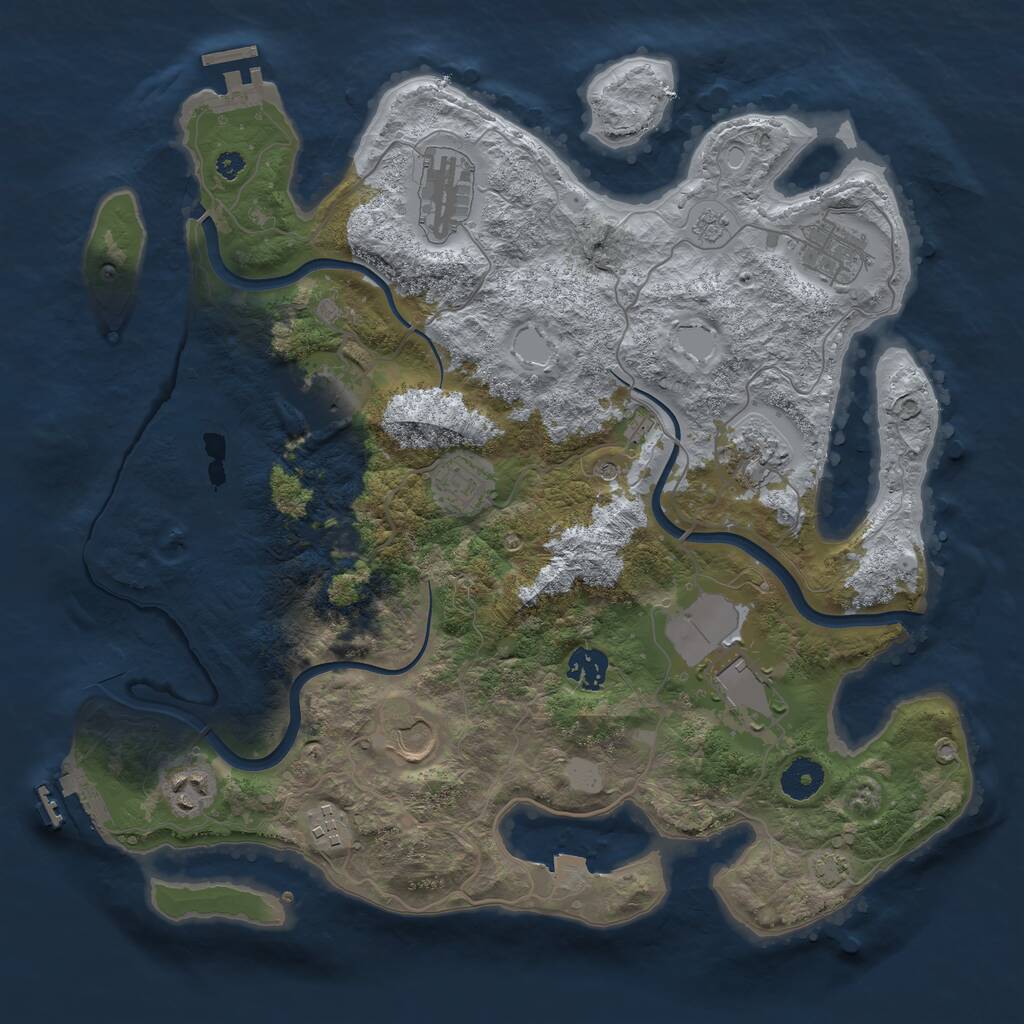 Rust Map: Procedural Map, Size: 3700, Seed: 733345490, 16 Monuments