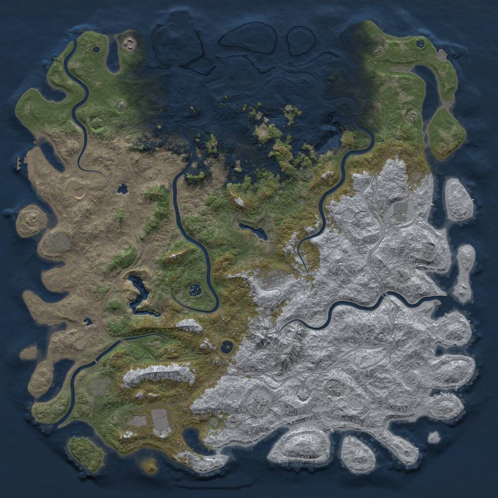 Rust Map: Procedural Map, Size: 6000, Seed: 1937275876, 17 Monuments