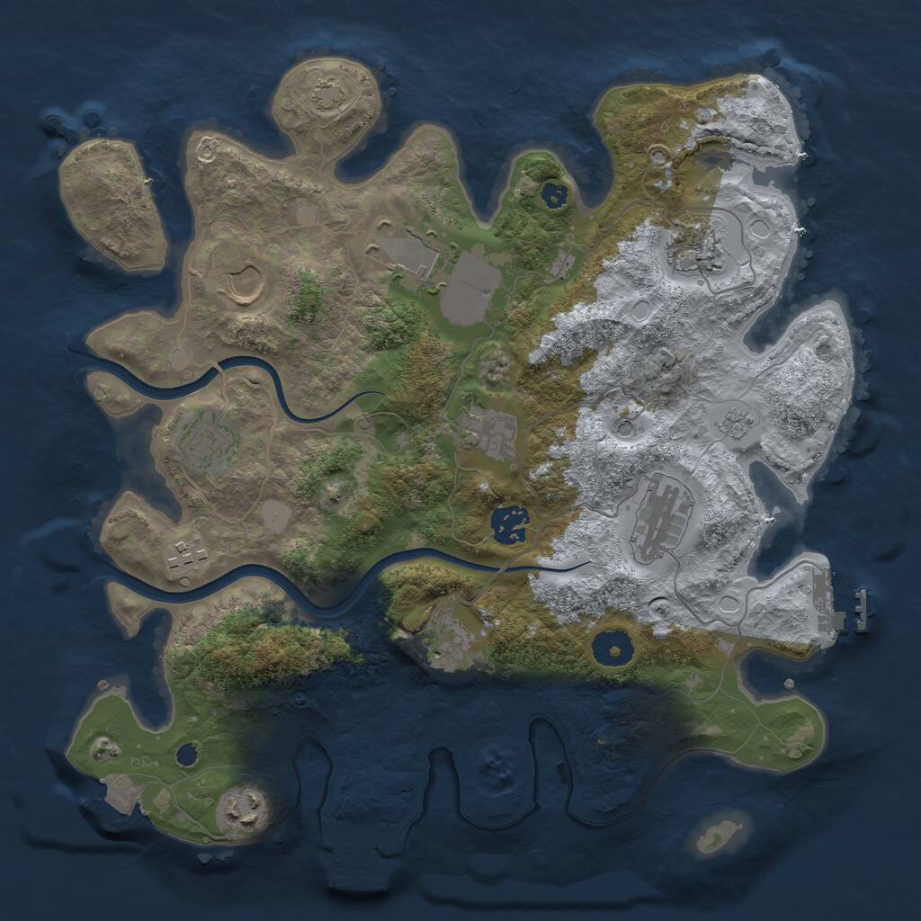 Rust Map: Procedural Map, Size: 3500, Seed: 391259318, 16 Monuments
