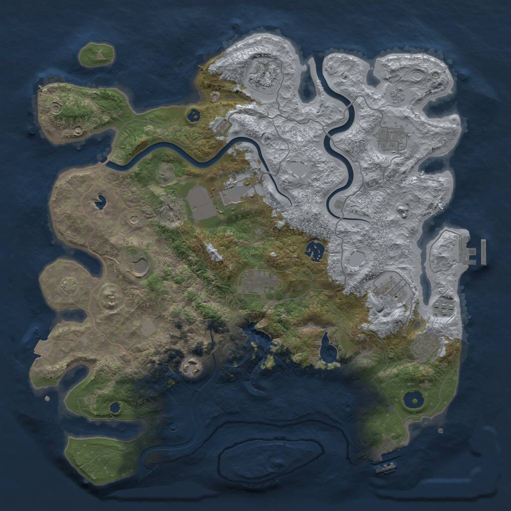 Rust Map: Procedural Map, Size: 4000, Seed: 102731320, 16 Monuments