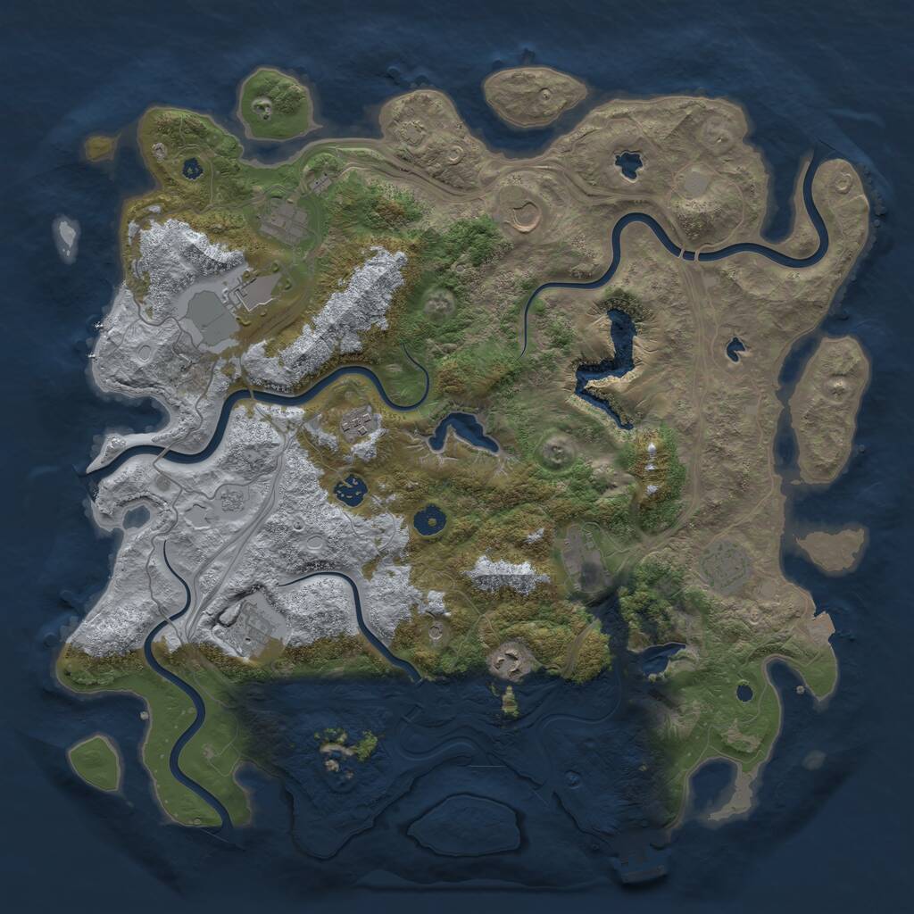 Rust Map: Procedural Map, Size: 4500, Seed: 76457667, 14 Monuments