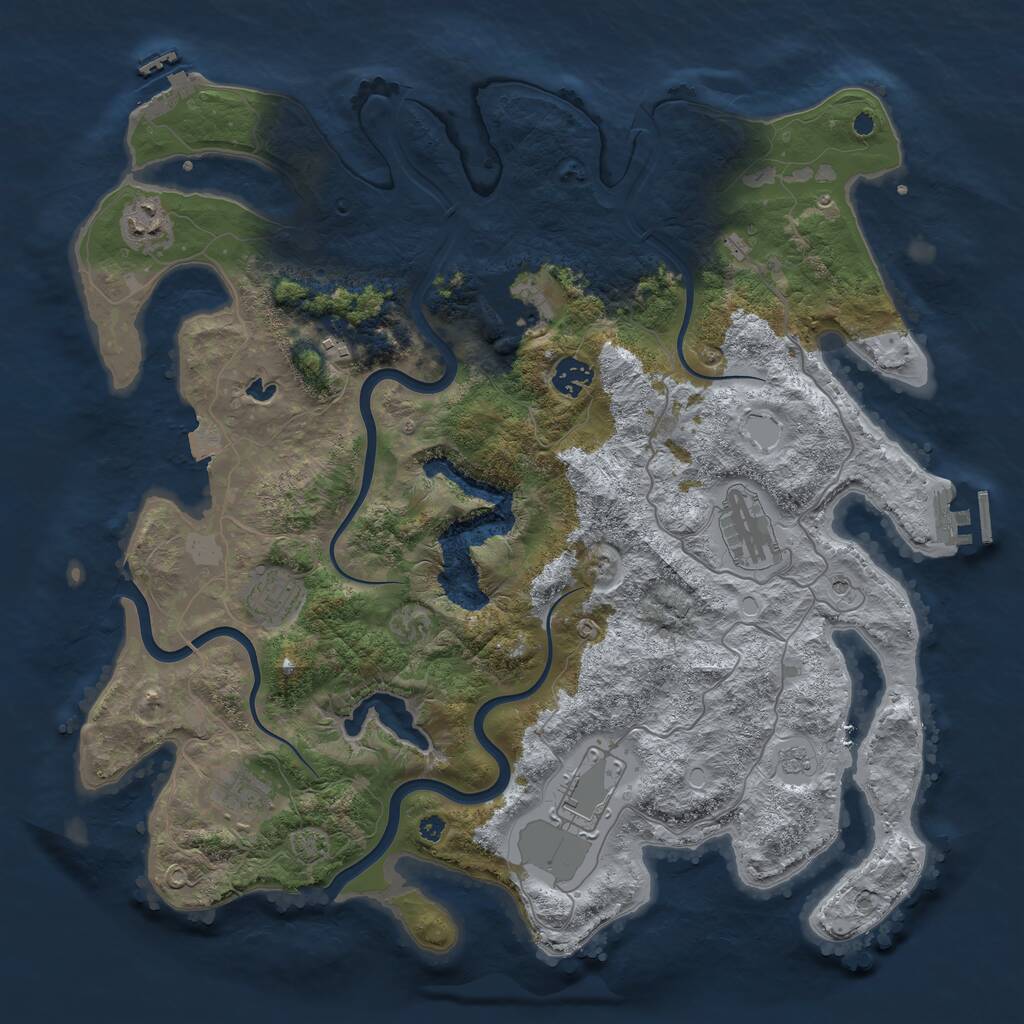 Rust Map: Procedural Map, Size: 4000, Seed: 1363865773, 14 Monuments