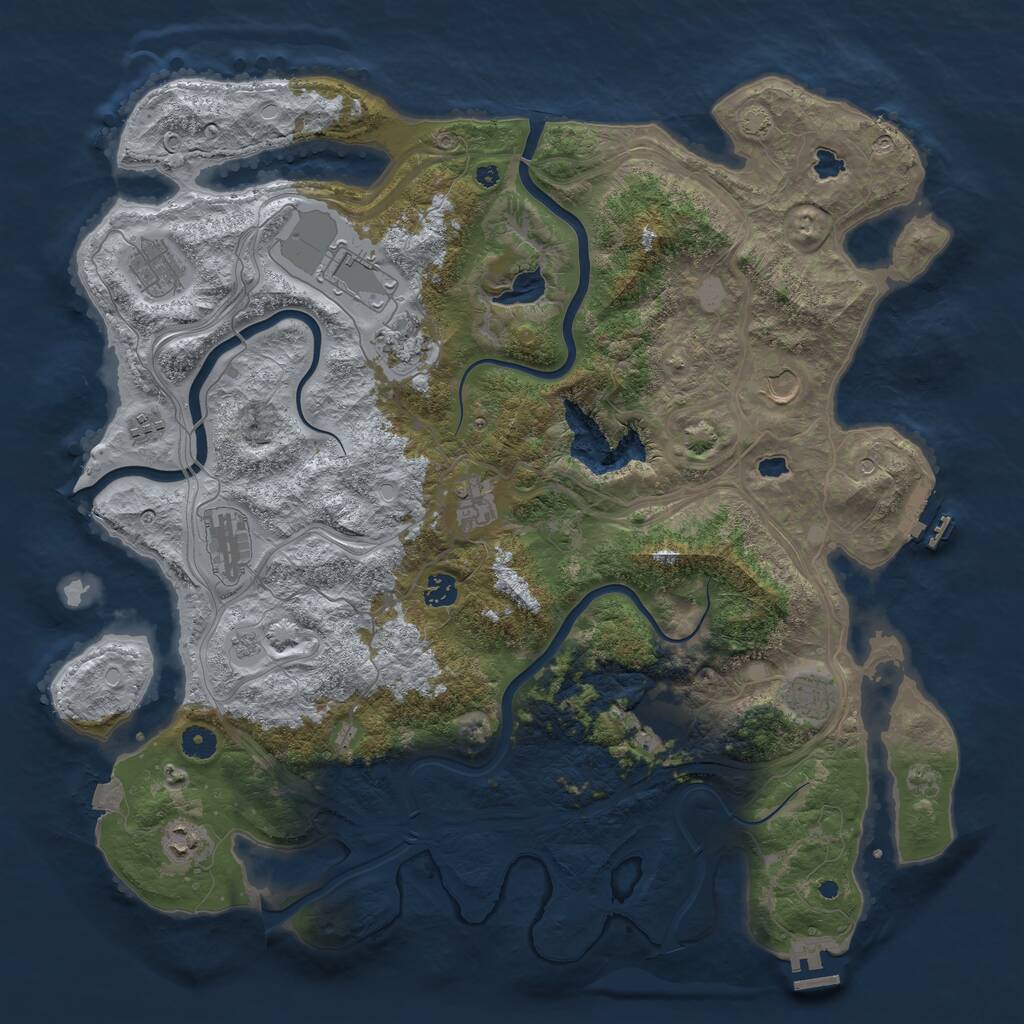 Rust Map: Procedural Map, Size: 4500, Seed: 1702380130, 17 Monuments