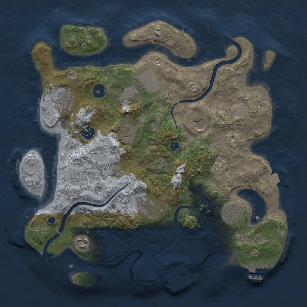 Rust Map: Procedural Map, Size: 3500, Seed: 1847293, 15 Monuments