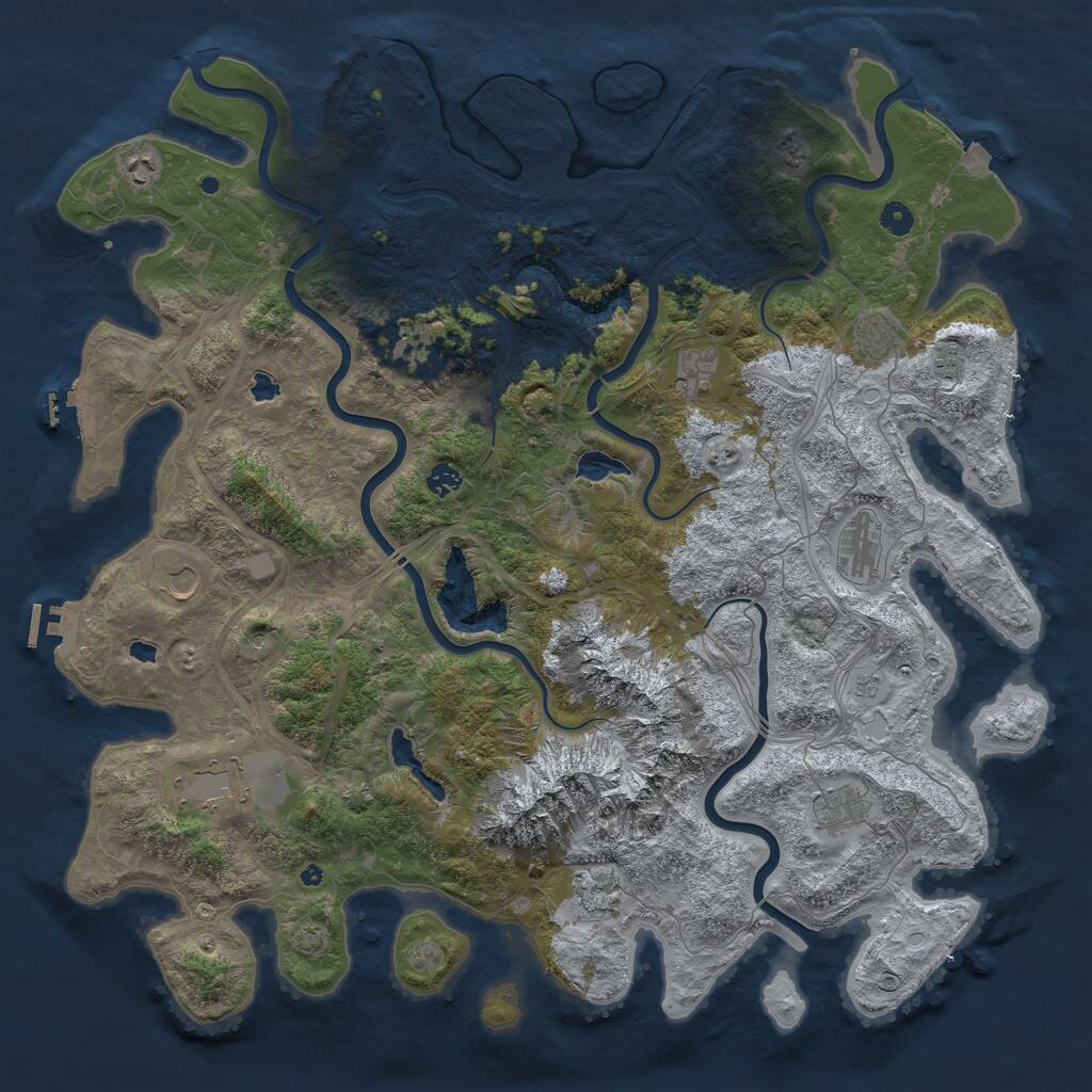 Rust Map: Procedural Map, Size: 5000, Seed: 1693225561, 17 Monuments