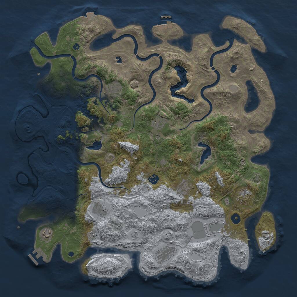 Rust Map: Procedural Map, Size: 4500, Seed: 1575371662, 16 Monuments