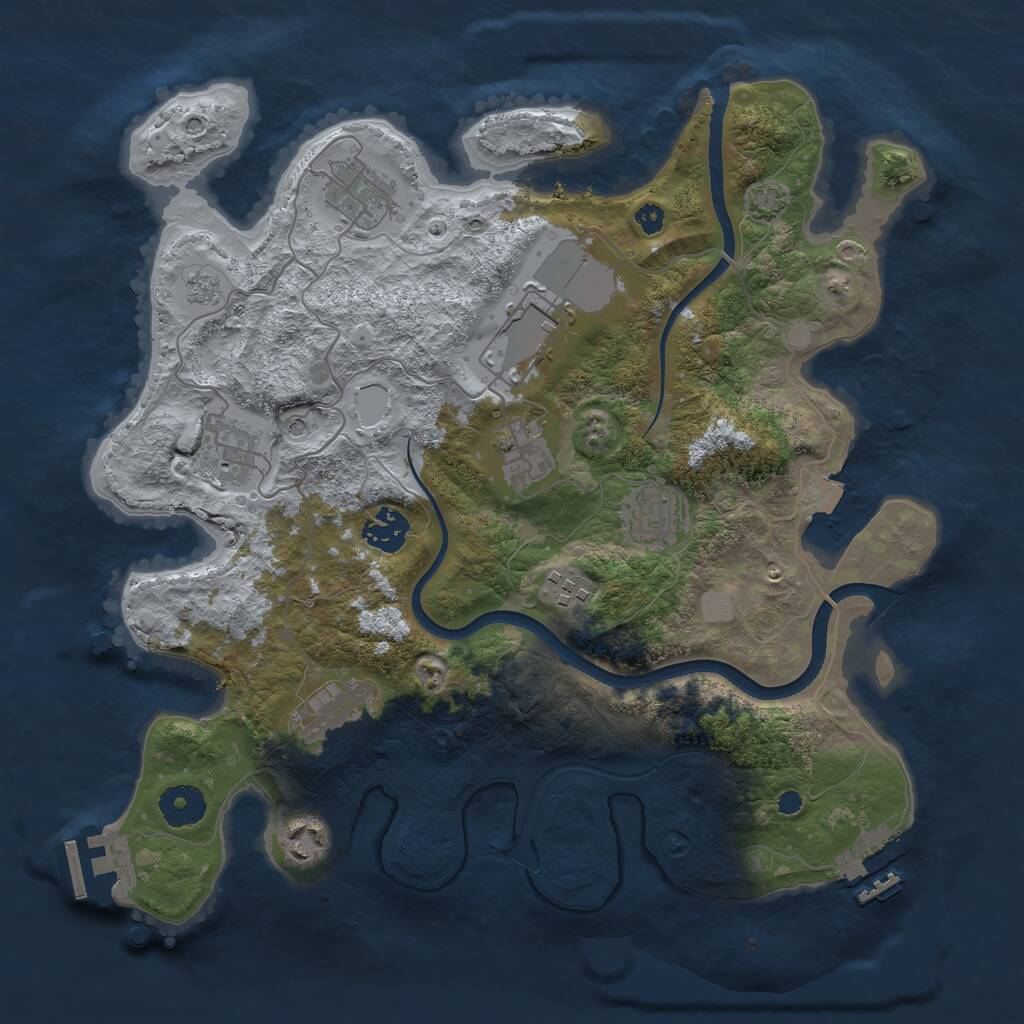 Rust Map: Procedural Map, Size: 3500, Seed: 266072318, 15 Monuments