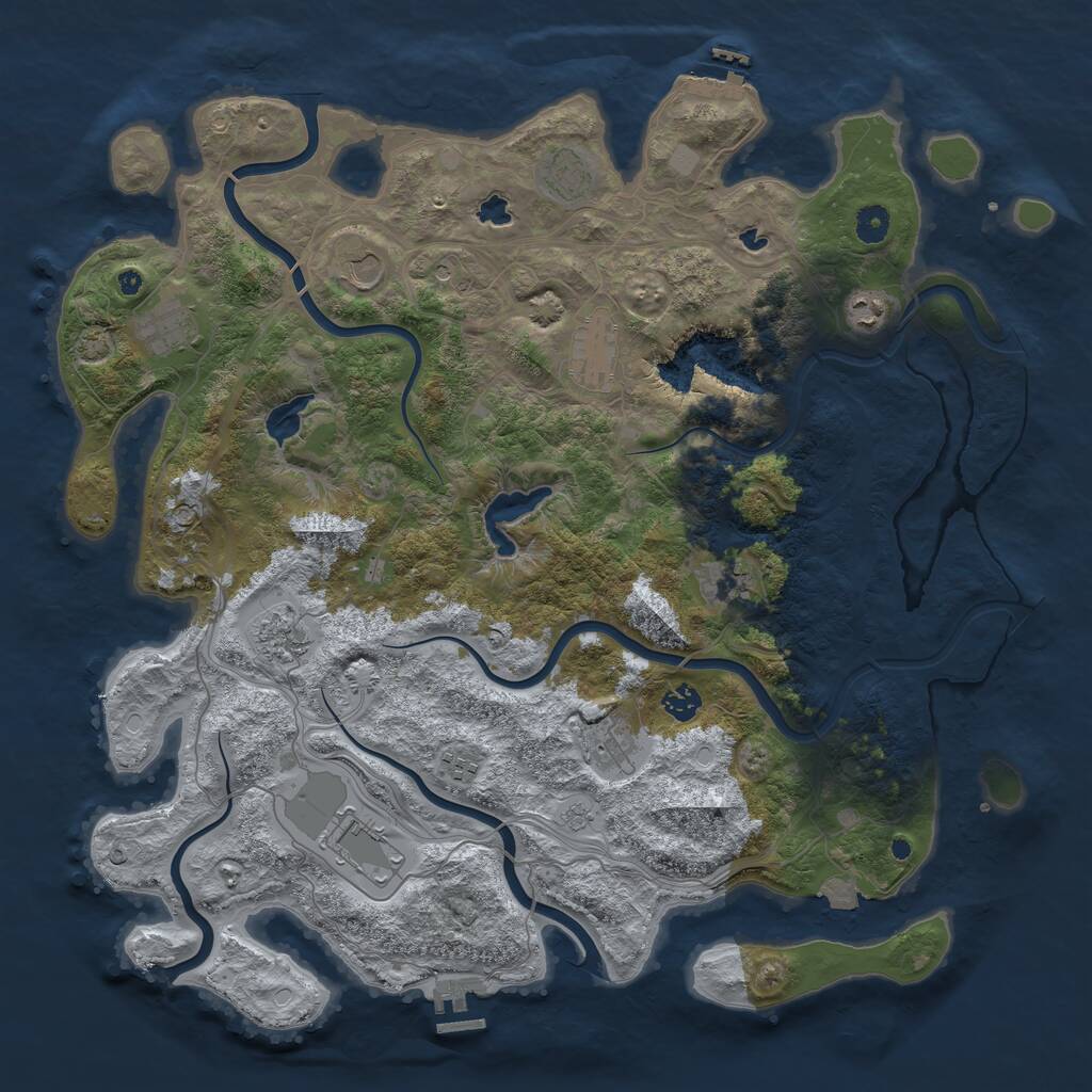 Rust Map: Procedural Map, Size: 4500, Seed: 532128657, 17 Monuments