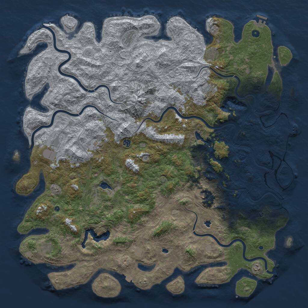 Rust Map: Procedural Map, Size: 6000, Seed: 1307066876, 17 Monuments