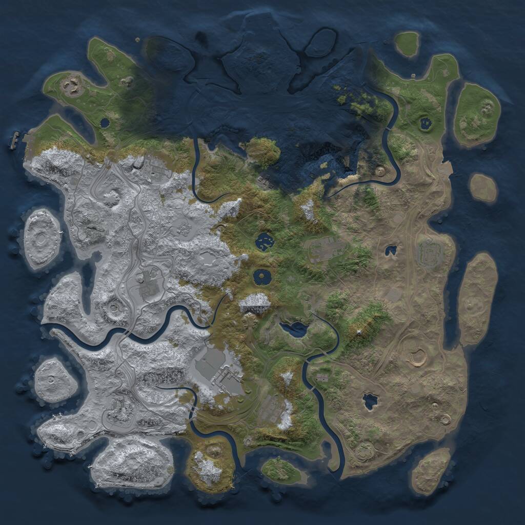 Rust Map: Procedural Map, Size: 4500, Seed: 1434102949, 17 Monuments