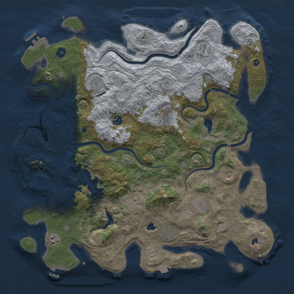 Rust Map: Procedural Map, Size: 4500, Seed: 347659514, 16 Monuments