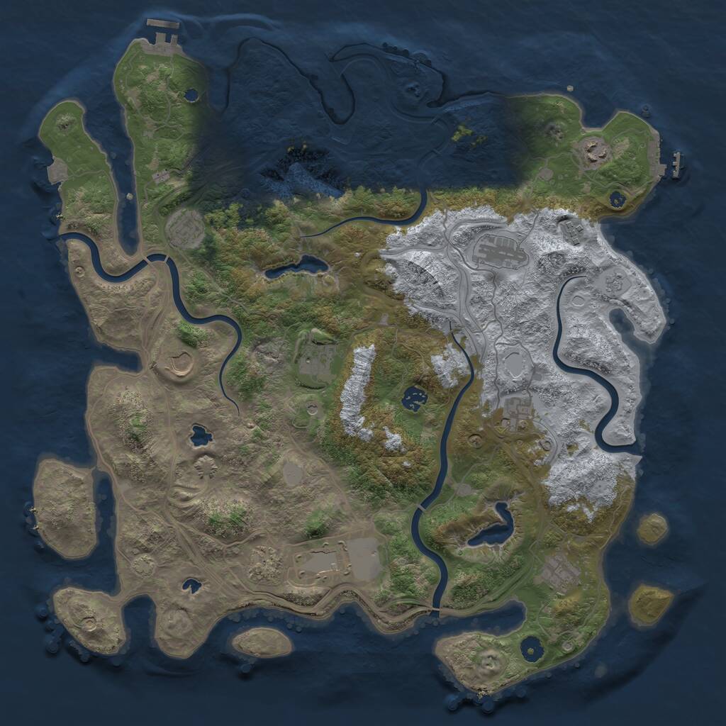 Rust Map: Procedural Map, Size: 4500, Seed: 1529128371, 17 Monuments
