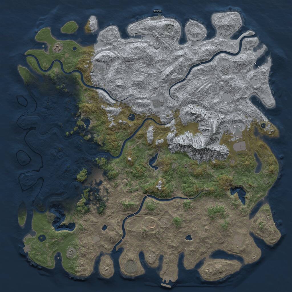 Rust Map: Procedural Map, Size: 6000, Seed: 526783468, 17 Monuments