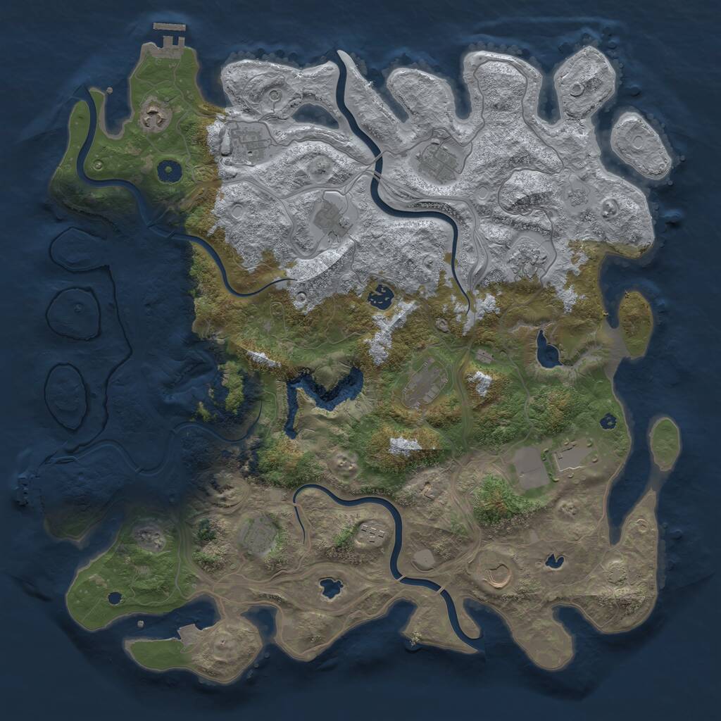 Rust Map: Procedural Map, Size: 4500, Seed: 253348745, 17 Monuments