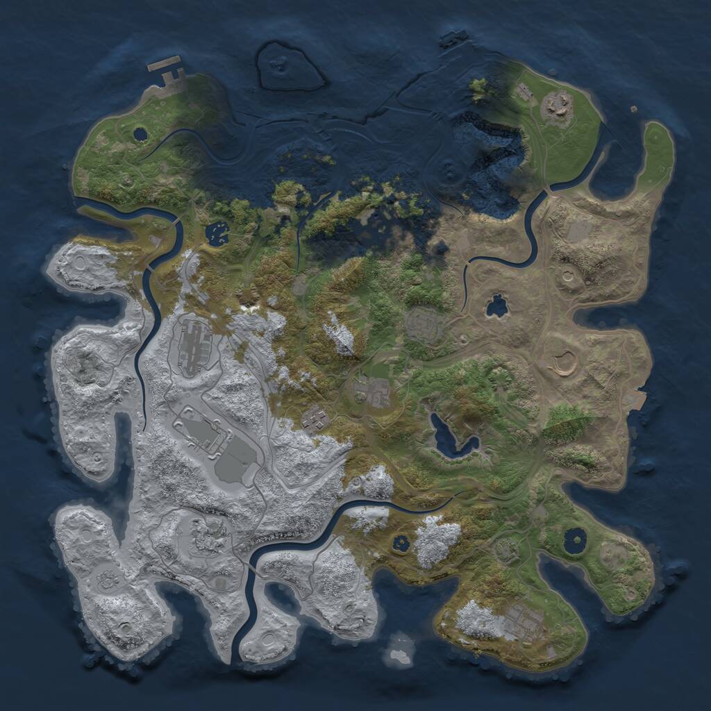 Rust Map: Procedural Map, Size: 4250, Seed: 1393058527, 17 Monuments