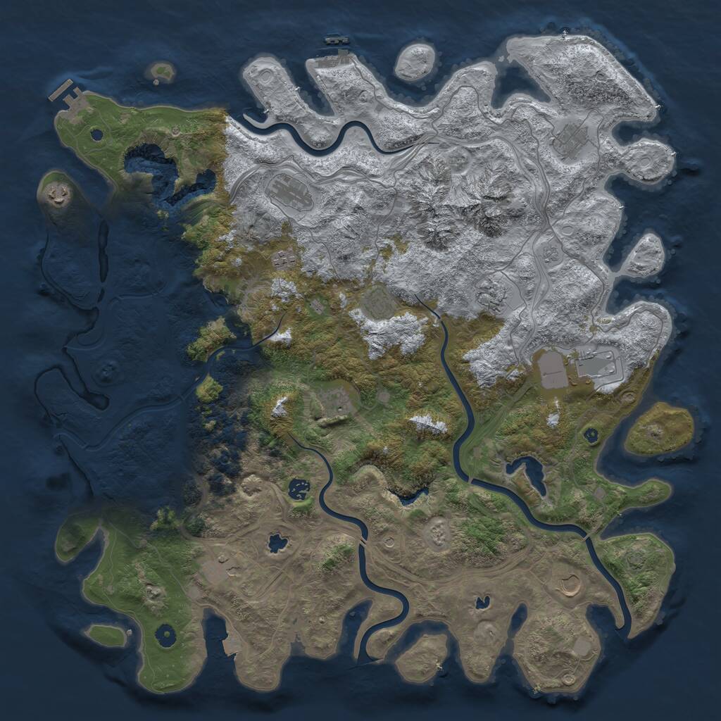 Rust Map: Procedural Map, Size: 5000, Seed: 828988237, 17 Monuments