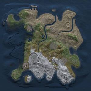 Thumbnail Rust Map: Procedural Map, Size: 3000, Seed: 555544, 13 Monuments