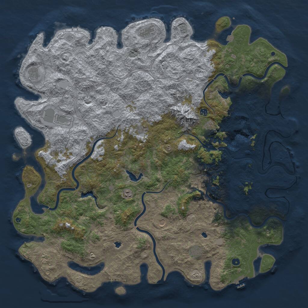 Rust Map: Procedural Map, Size: 6000, Seed: 660763, 17 Monuments
