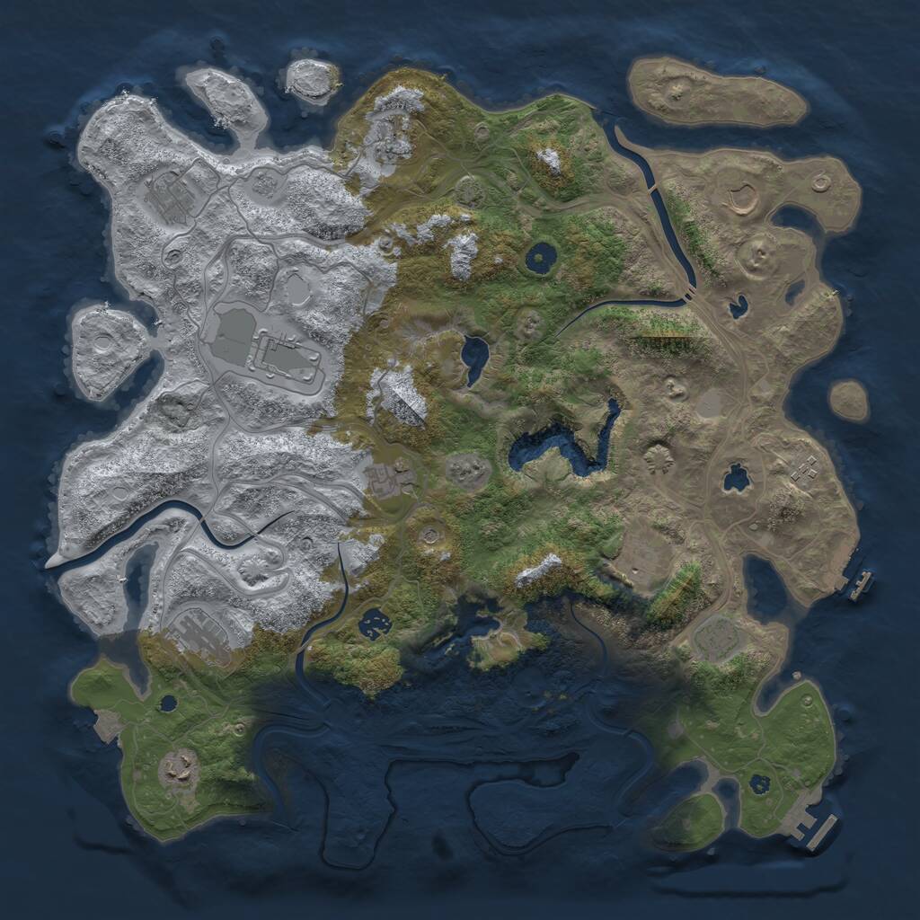Rust Map: Procedural Map, Size: 4500, Seed: 1334360192, 17 Monuments