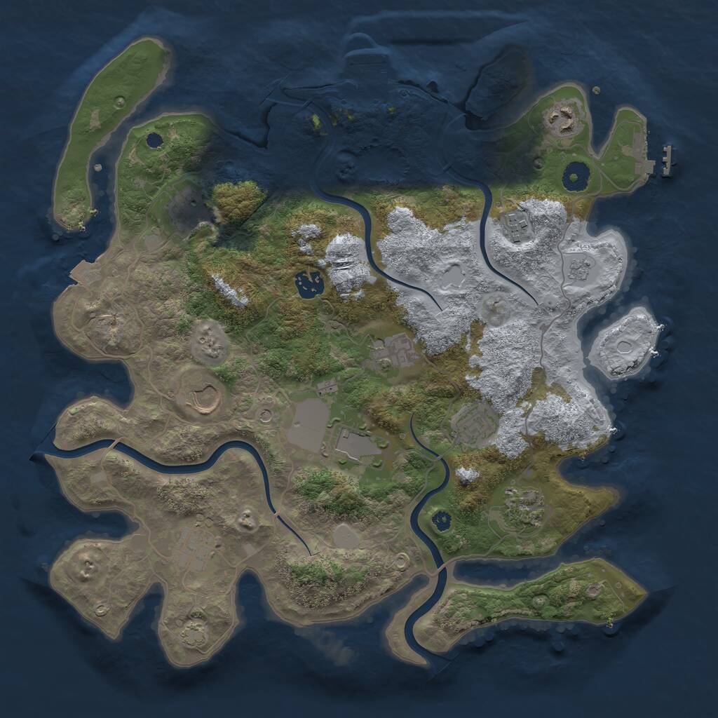 Rust Map: Procedural Map, Size: 3750, Seed: 1780913805, 16 Monuments