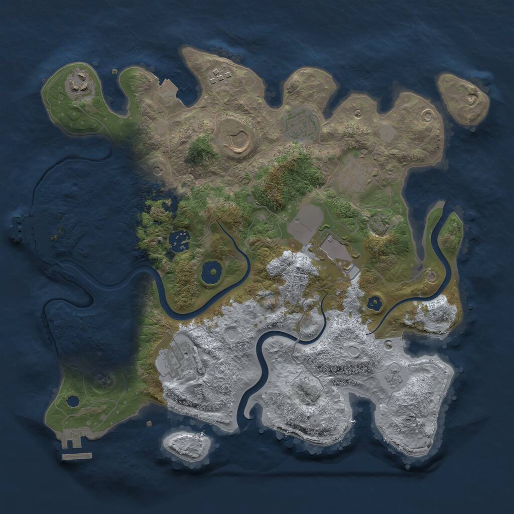 Rust Map: Procedural Map, Size: 3500, Seed: 1755434637, 14 Monuments