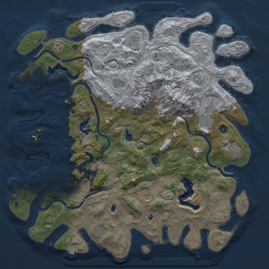 Rust Map: Procedural Map, Size: 5000, Seed: 1539777905, 17 Monuments