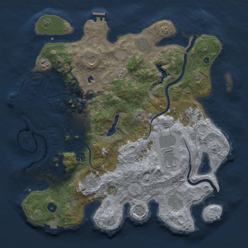 Rust Map: Procedural Map, Size: 4000, Seed: 1305990555, 16 Monuments