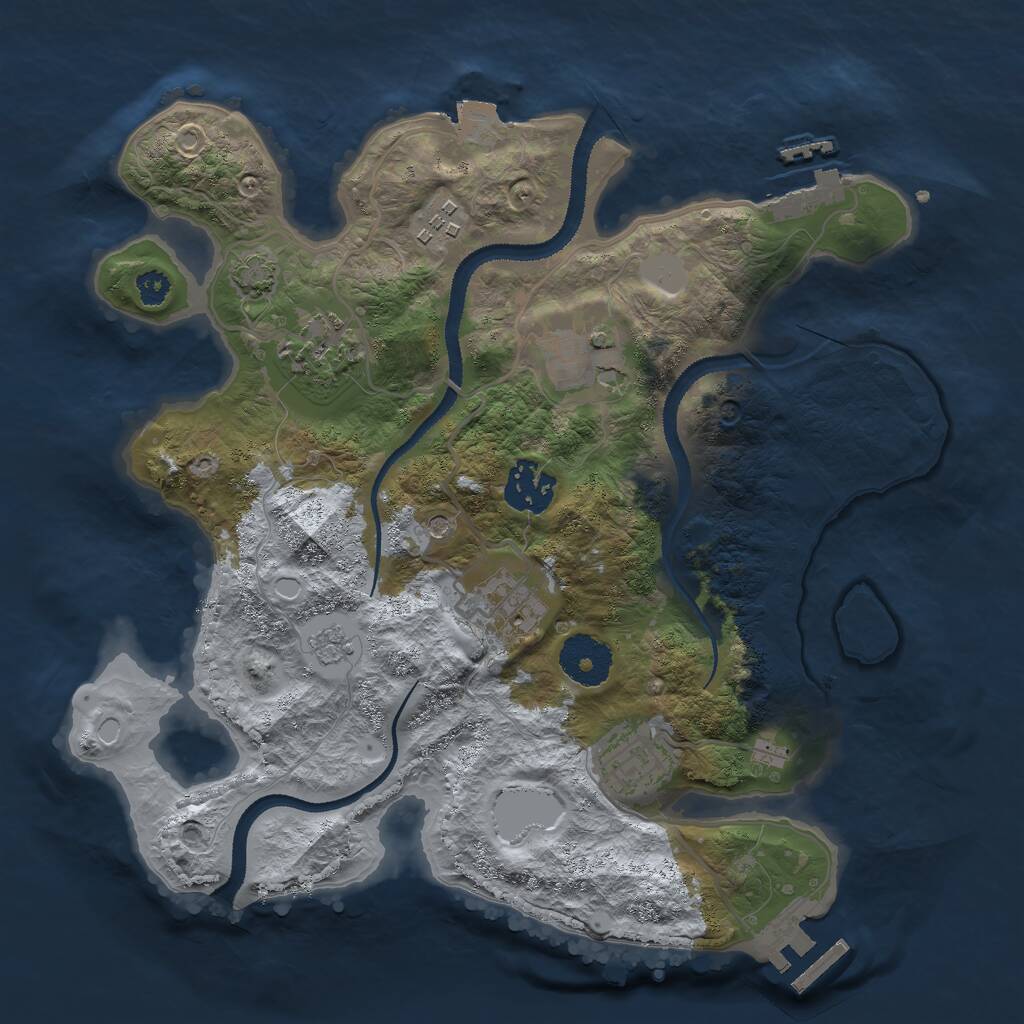 Rust Map: Procedural Map, Size: 3000, Seed: 26864, 12 Monuments