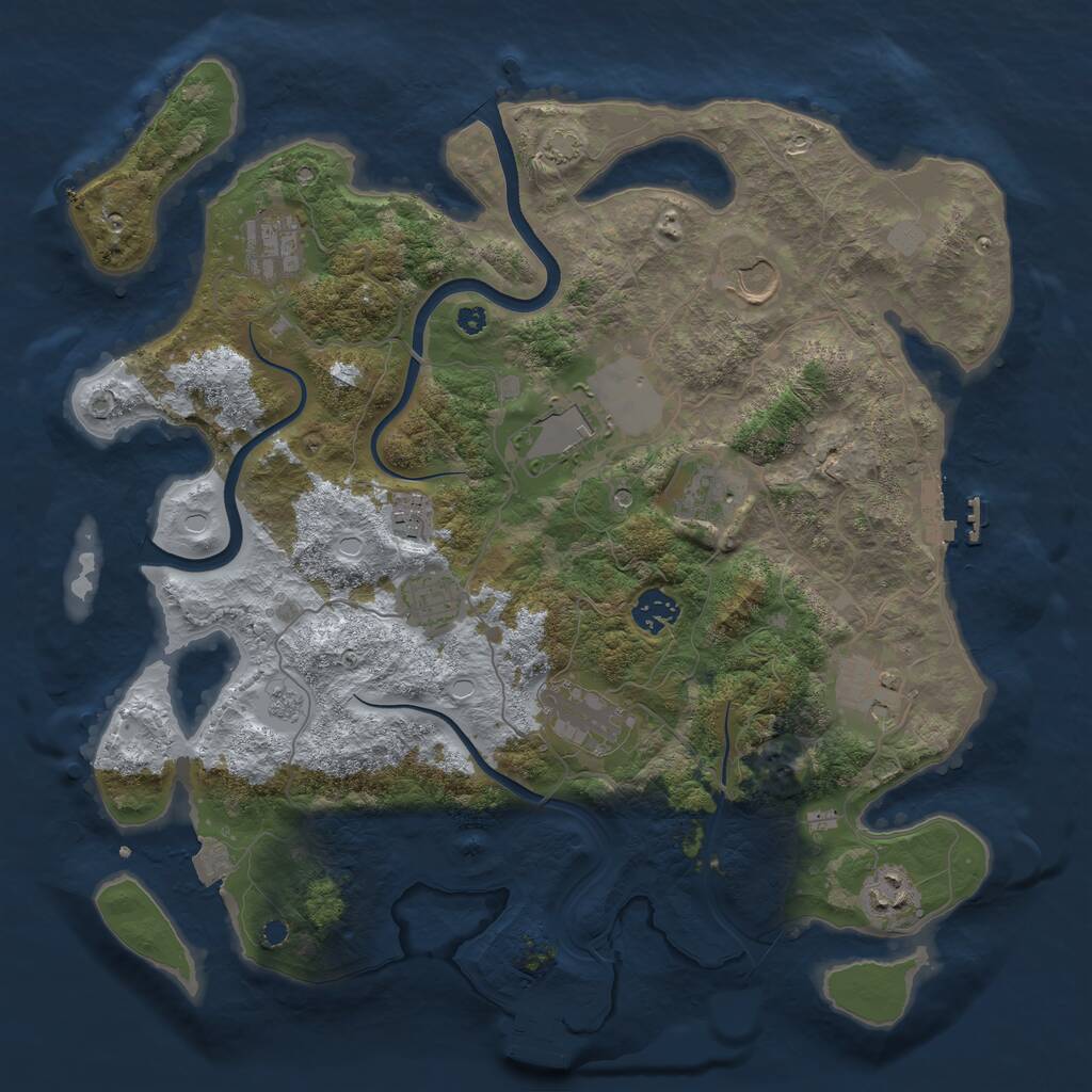 Rust Map: Procedural Map, Size: 3750, Seed: 360264537, 16 Monuments