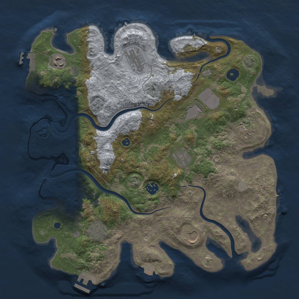 Rust Map: Procedural Map, Size: 3700, Seed: 69226494, 15 Monuments