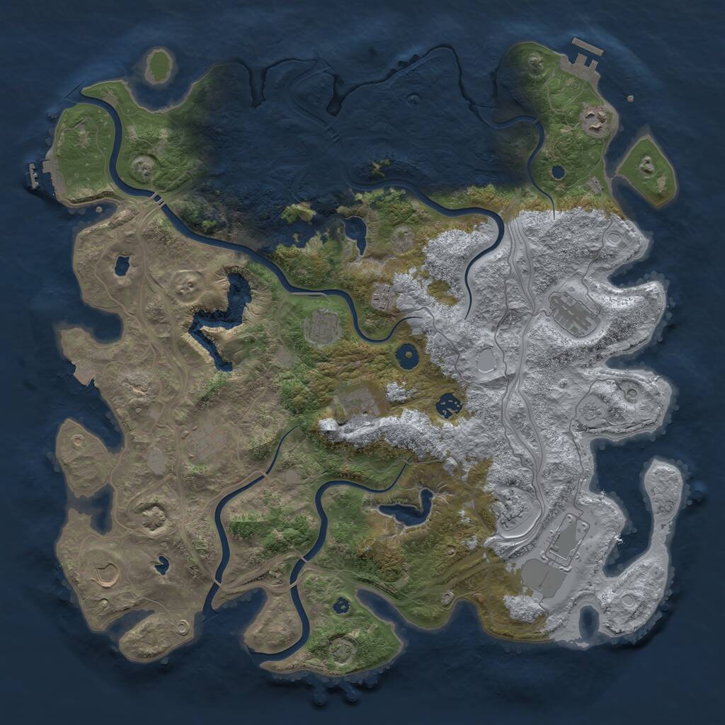 Rust Map: Procedural Map, Size: 4500, Seed: 434449881, 16 Monuments