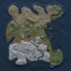 Thumbnail Rust Map: Procedural Map, Size: 3500, Seed: 863644, 16 Monuments