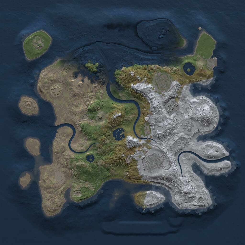 Rust Map: Procedural Map, Size: 3000, Seed: 23925, 9 Monuments